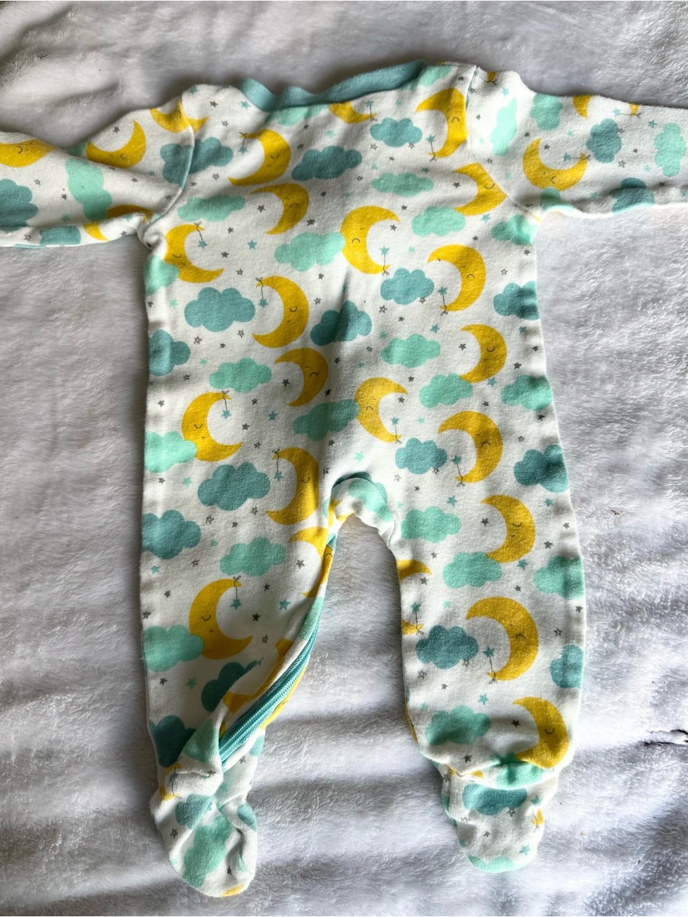 OshKosh B'gosh Yellow Moon & Mint Cloud Footed One-Piece
